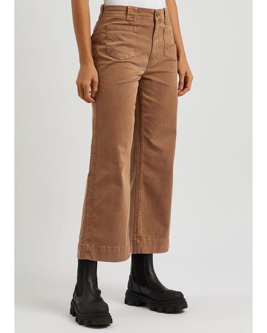 FRAME Brown Utility Cropped Straight-leg Jeans