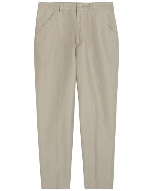 Brunello Cucinelli Natural Cotton And Linen-Blend Trousers for men