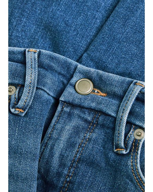 GOOD AMERICAN Blue Slim Straight-Leg Cropped Jeans