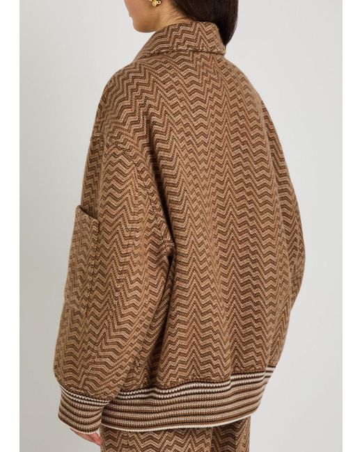 Missoni Brown Zigzag Wool-Blend Bomber Jacket