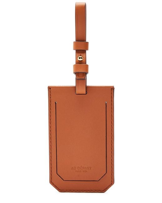 AU DEPART Black Printed Leather Luggage Tag for men