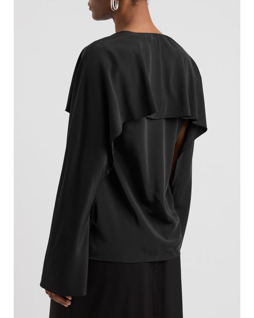 Helmut Lang Black Silk Crepe De Chine Blouse