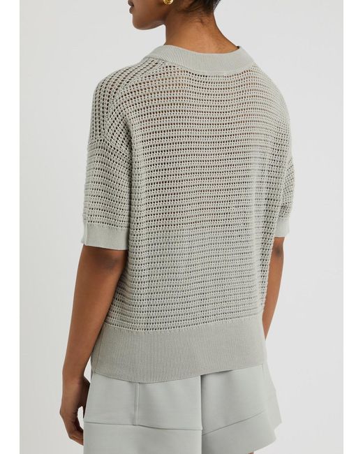 Varley Gray Callie Open-Knit Cotton Top