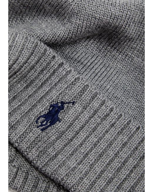 Polo Ralph Lauren Gray Logo-embroidered Wool Beanie for men