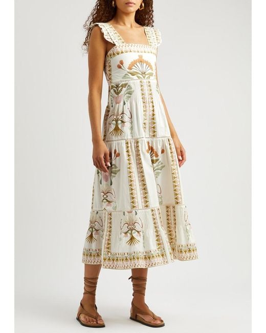 Lug Von Siga Natural Sybill Printed Cotton Midi Dress