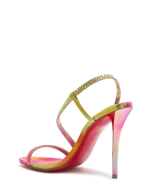 Christian Louboutin Pink Rosa Z 100 Embellished Crepe-Satin Sandals