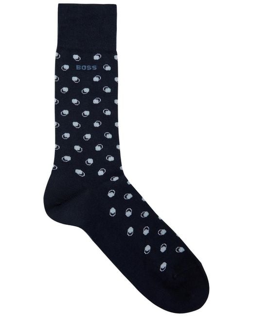 Boss Blue Patterned Cotton-Blend Socks for men