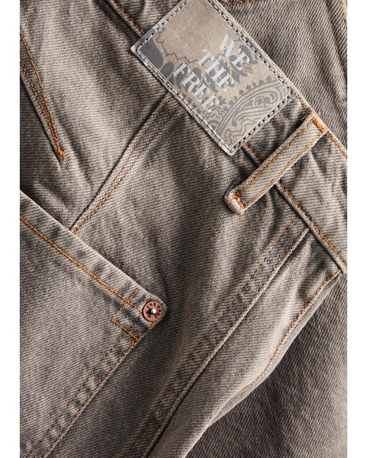 Free People Gray Lucky You Barrel-Leg Jeans