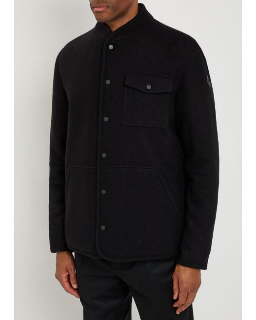 Moncler Black Boiled Wool Overshirt for men