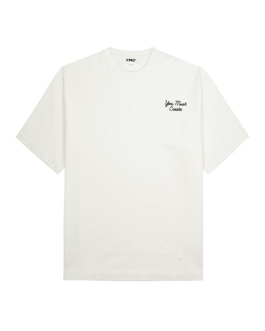 YMC White Triple Embroidered Cotton T-shirt for men