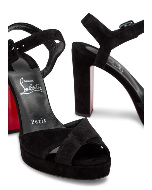 Christian Louboutin Black Cora 100 Suede Sandlas