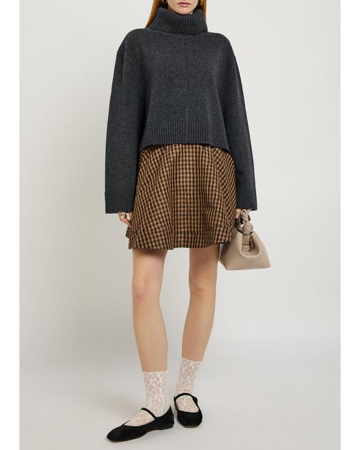 Ganni Gray Turtle-Neck Wool Jumper