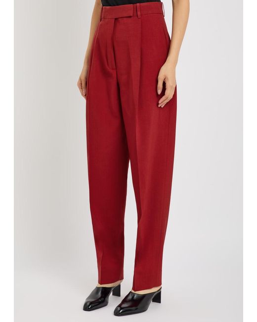 Rohe Red Daria Pleated Wool Trousers