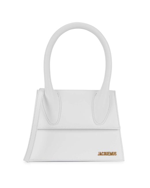 Jacquemus White Le Grande Chiquito Leather Top Handle Bag