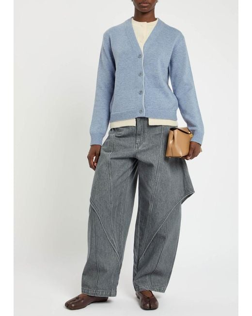 J.W. Anderson Blue Layered-Effect Wool And Cashmere-Blend Cardigan