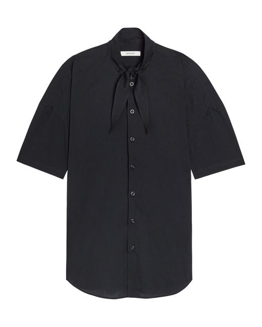 Lemaire Black Tie-Neck Cotton Shirt