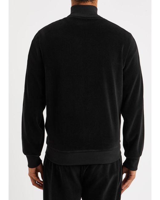 Moncler Black Logo Velour Sweatshirt for men