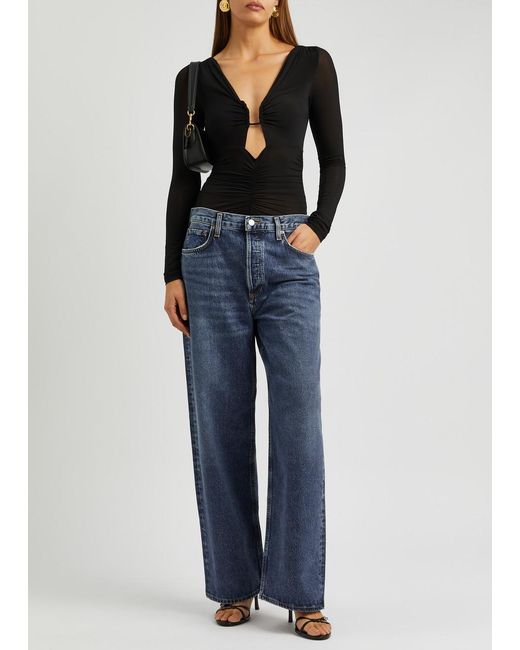 Agolde Blue Low Slung baggy Wide-leg Jeans