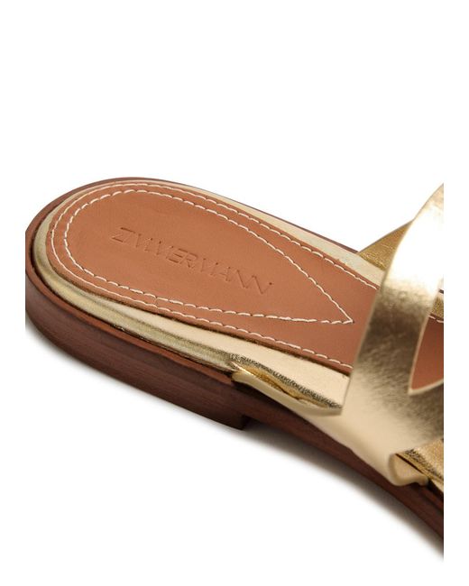 Zimmermann Natural Bay Metallic Leather Thong Sandals