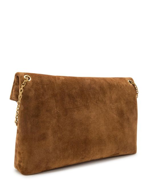 Saint Laurent Brown Envelope Suede Pouch