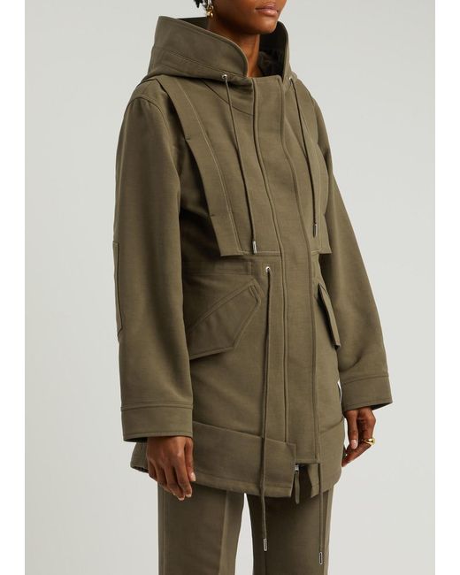 Victoria Beckham Green Hooded Cotton Parka