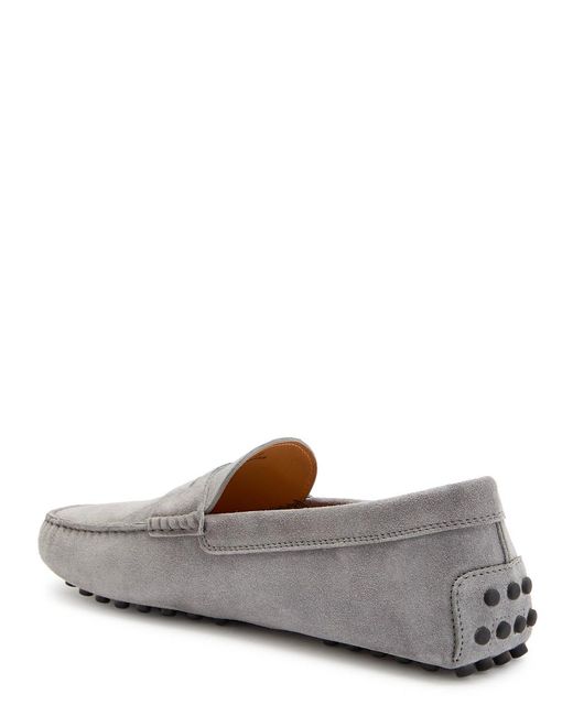 Tod's White Gommino Suede Loafers for men