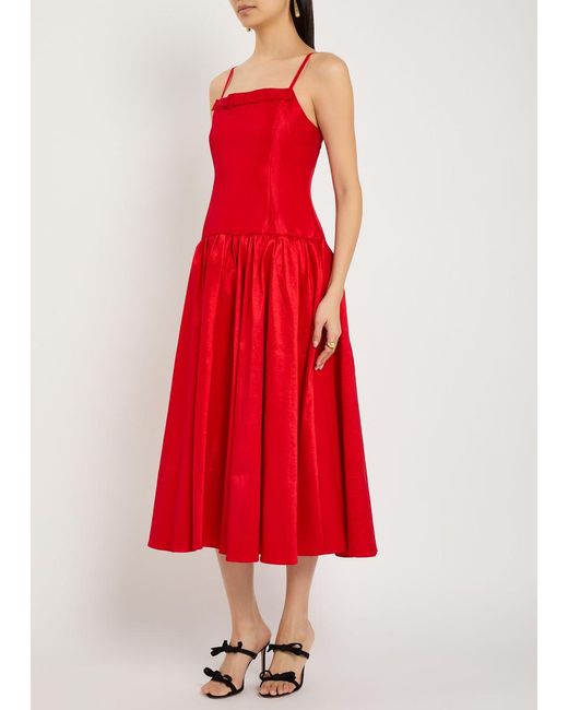 Sister Jane Red Quartet Taffeta Midi Dress