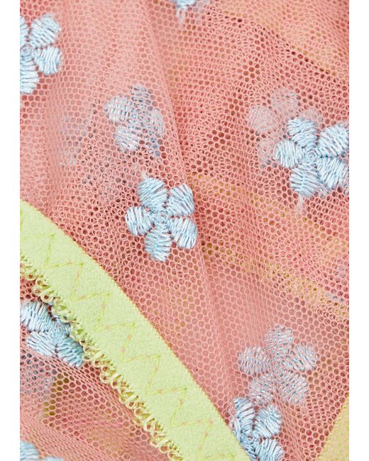 Dora Larsen Natural Jamie Floral-Embroidered Tulle Soft-Cup Bra