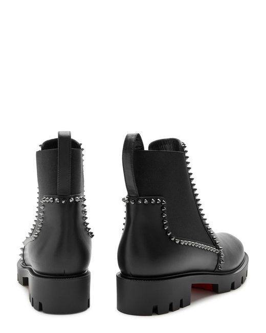 Christian Louboutin Black Out Lina Spike Leather Ankle Boots