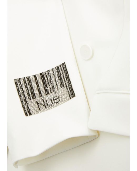 Nue Studio White Barcode Oversized Twill Blazer
