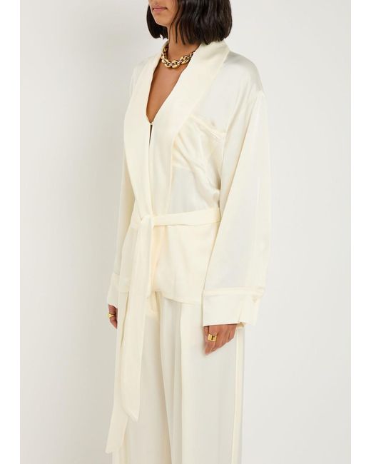 Victoria Beckham White Belted Crepe De Chine Blouse