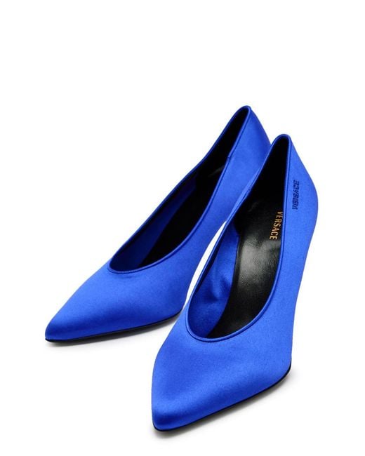 Versace Blue Decollete 90 Satin Pumps