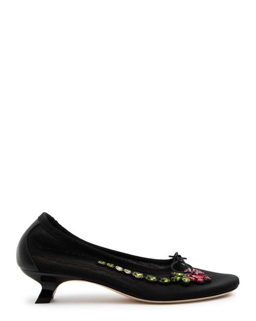 Simone Rocha 40 Crystal-Embellished Mesh Pumps in Black | Lyst