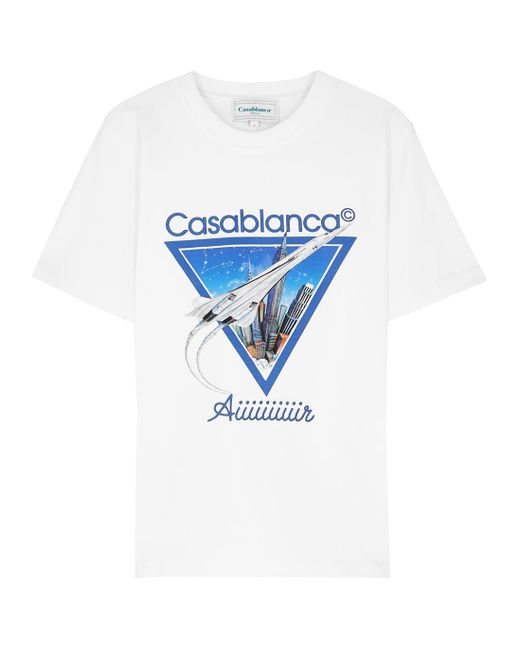 CASABLANCA Aiiiir White Printed Cotton T-shirt for men