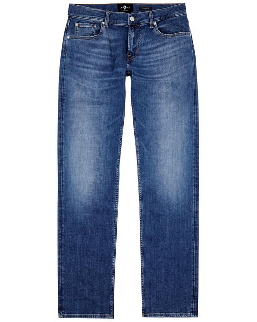7 For All Mankind Blue Standard Straight-leg Jeans, Denim Jeans, for men