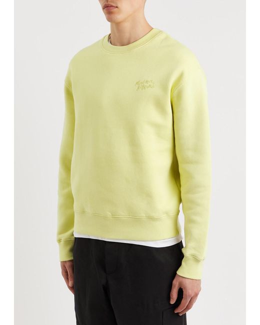Maison Kitsuné Yellow Logo-embroidered Cotton Sweatshirt for men