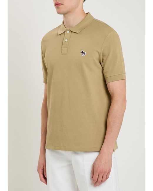 Paul Smith Yellow Appliquéd Piqué Cotton Polo Shirt for men