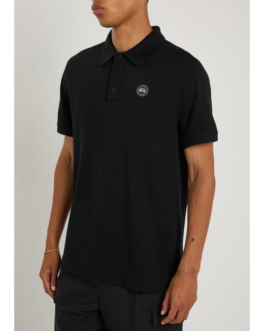 Canada Goose Black Beckley Logo Piqué Cotton Polo Shirt for men