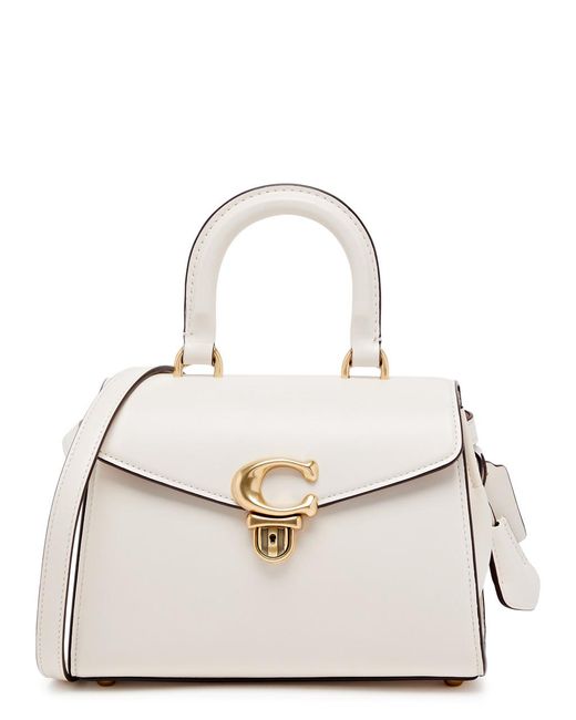 COACH White Sammy Leather Top Handle Bag