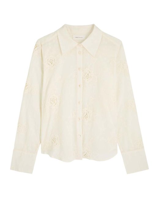 Skall Studio White Fauna Floral-Embroidered Cotton Shirt
