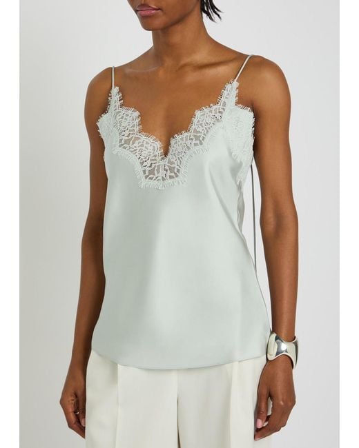 Rohe Blue Lace-Trim Silk Camisole Top