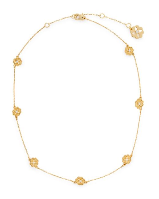 Kate Spade White Heritage Bloom Station -plated Necklace