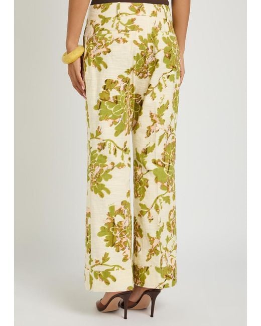 LaDoubleJ Yellow Hendrix Floral-Print Woven Trousers