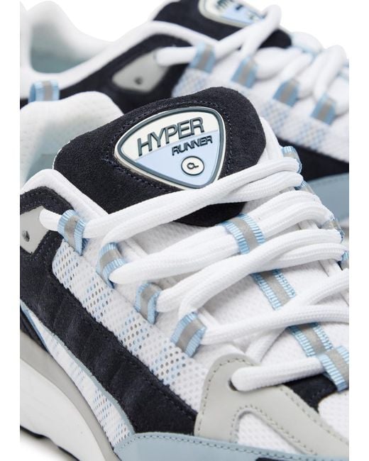 Cleens White Hyper Runner Panelled Mesh Sneakers for men