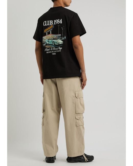 Club 1984 Black Body Shop Printed Cotton T-Shirt for men