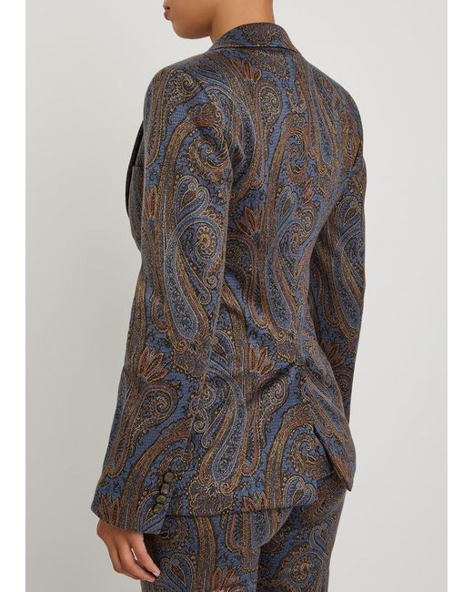 Etro Blue Paisley-Jacquard Blazer