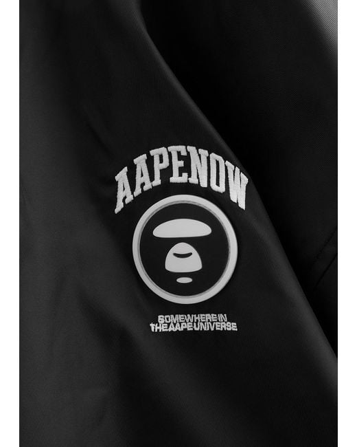 Aape Black Logo Nylon Bomber Jacket for men