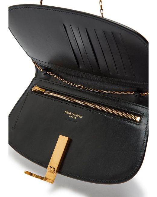 Saint Laurent White Demilune Leather Wallet-On-Chain
