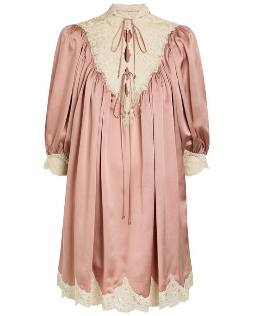 Chloé Pink Lace And Silk Mini Dress
