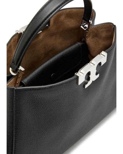 Tory Burch Black Eleanor T-Logo Grained Leather Top Handle Bag